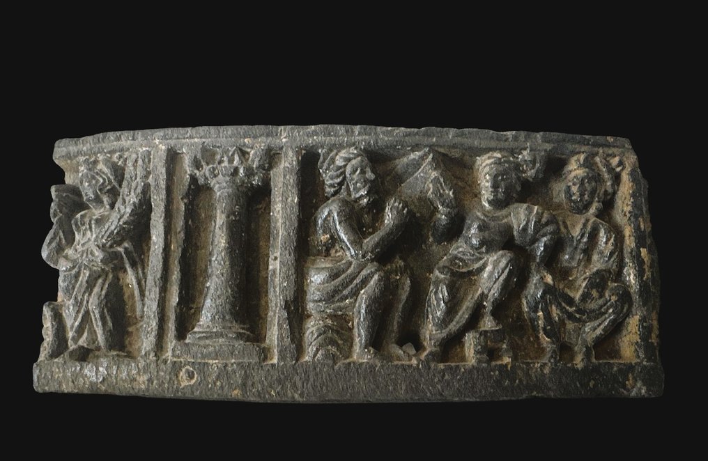 görög-buddhista Pala Schist Bas-Dief Gandhara. I-II. Kr. u - 10 cm #1.0