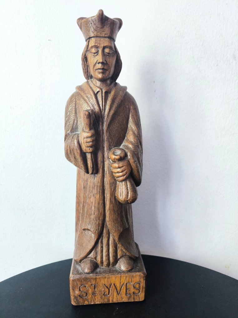 Le Calvez. M - Veistos, Saint Yves - 32.5 cm - Puu - 1988 #1.0